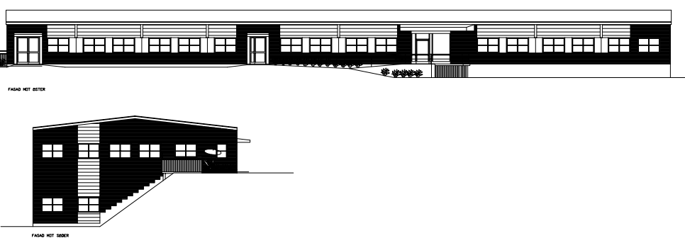 Figur 2.2. Den översta figuren visar studentboendets fasader mot öster och den undre figuren visar fasaderna mot söder. 2.2 Infrastruktur Väster om planområdet löper järnvägen (Älvsborgsbanan), vilken är en transportled för farligt gods.