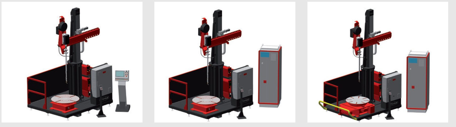 Sekvens 1 Sekvens 2 Sekvens 3 Sekvens 4 3 versioner - perfekt utrustad för dina behov: Compact Cladding Cell Basic 1250 Systemgränssnitt: HMI-T10CC Bordsdiameter: 1 m Max vikt 1250 kg