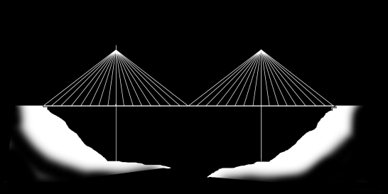Spännvidden för en spännverksbro i trä kan som mest vara 40 m och konstruktionshöjden mellan en femtondel och en tjugondel av spännvidden. 4.7 Hängbro En hängbro (figur 4.