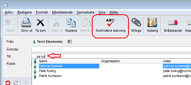 UTBILDNINGSMATERIAL 8(16) I fältet Ärende, fyller du i rubriken på e-postbrevet. Tänk på att ha en tydlig rubrik; Möte är ingen tydlig rubrik, till skillnad mot Kallelse till möte 5 maj kl 13.