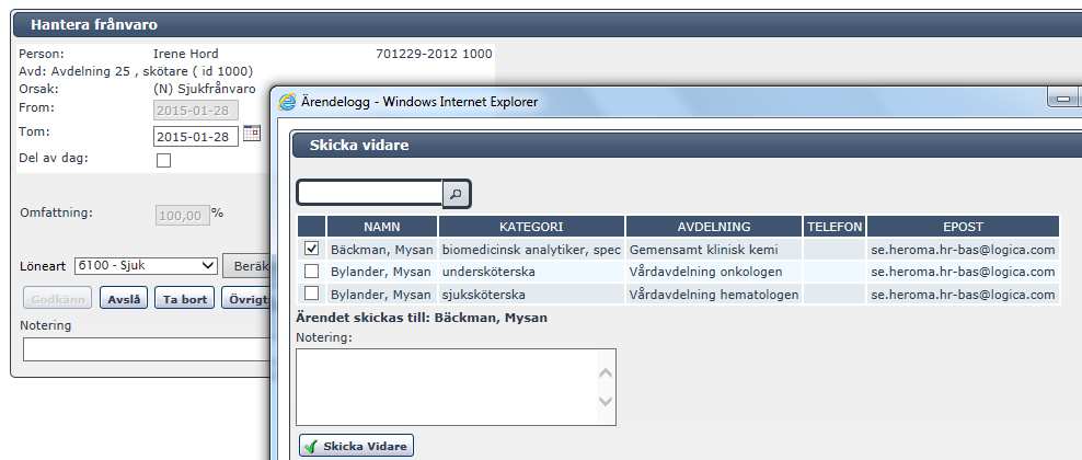 ärenden i Heroma webb. Funktionerna fungerar på samma sätt som i Heroma Windows, bortsätt från att ärendena inte kan visas med den ljusblå bakgrunden i Heroma webb.