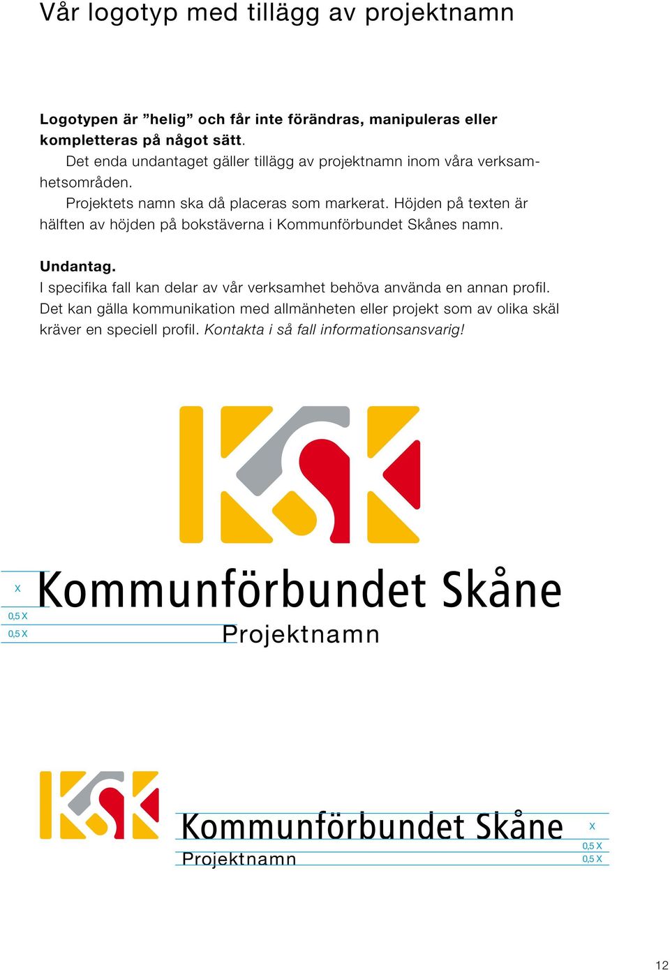 Höjden på texten är hälften av höjden på bokstäverna i Kommunförbundet Skånes namn. Undantag.