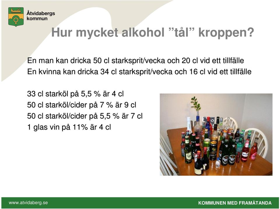 kvinna kan dricka 34 cl starksprit/vecka och 16 cl vid ett tillf llfällelle 33 cl