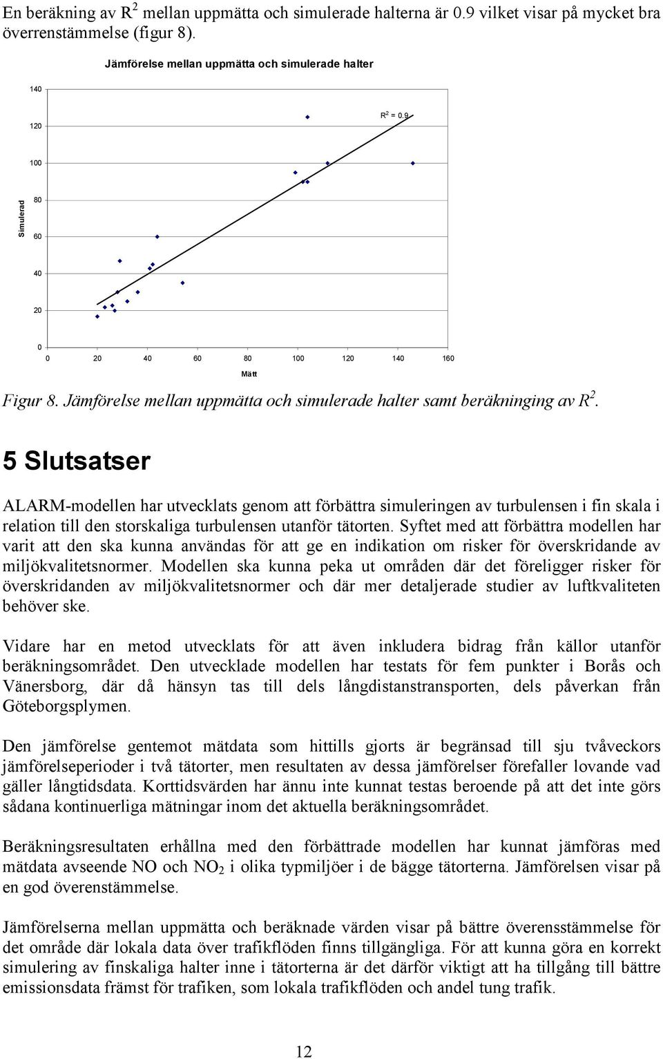 Slutsatser ALARM-modellen har utvecklats genom att förbättra simuleringen av turbulensen i fin skala i relation till den storskaliga turbulensen utanför tätorten.