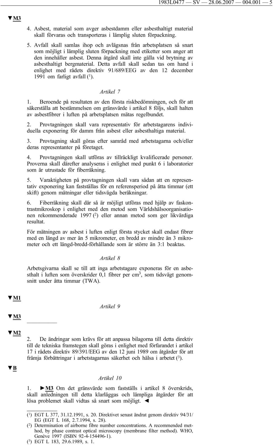 Detta avfall skall sedan tas om hand i enlighet med rådets direktiv 91/689/EEG av den 12 december 1991 om farligt avfall ( 1 ). Artikel 7 1.