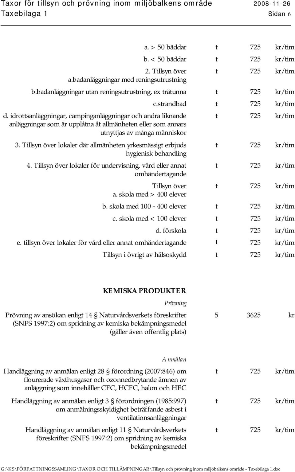 Tillsyn över lokaler där allmänheten yrkesmässigt erbjuds hygienisk behandling 4. Tillsyn över lokaler för undervisning, vård eller annat omhändertagande Tillsyn över a. skola med > 400 elever c.