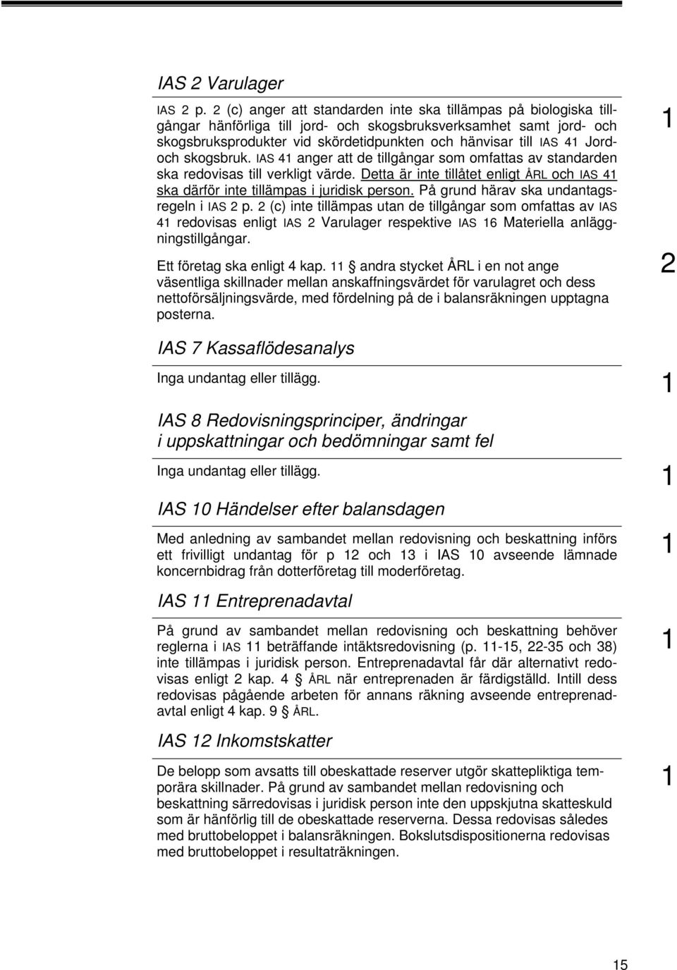 Jordoch skogsbruk. IAS 4 anger att de tillgångar som omfattas av standarden ska redovisas till verkligt värde. Detta är inte tillåtet enligt ÅRL och IAS 4 ska därför inte tillämpas i juridisk person.