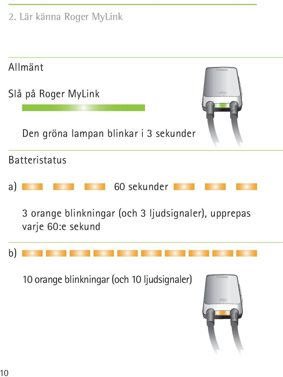 sekunder b) 3 orange blinkningar (och 3 ljudsignaler),