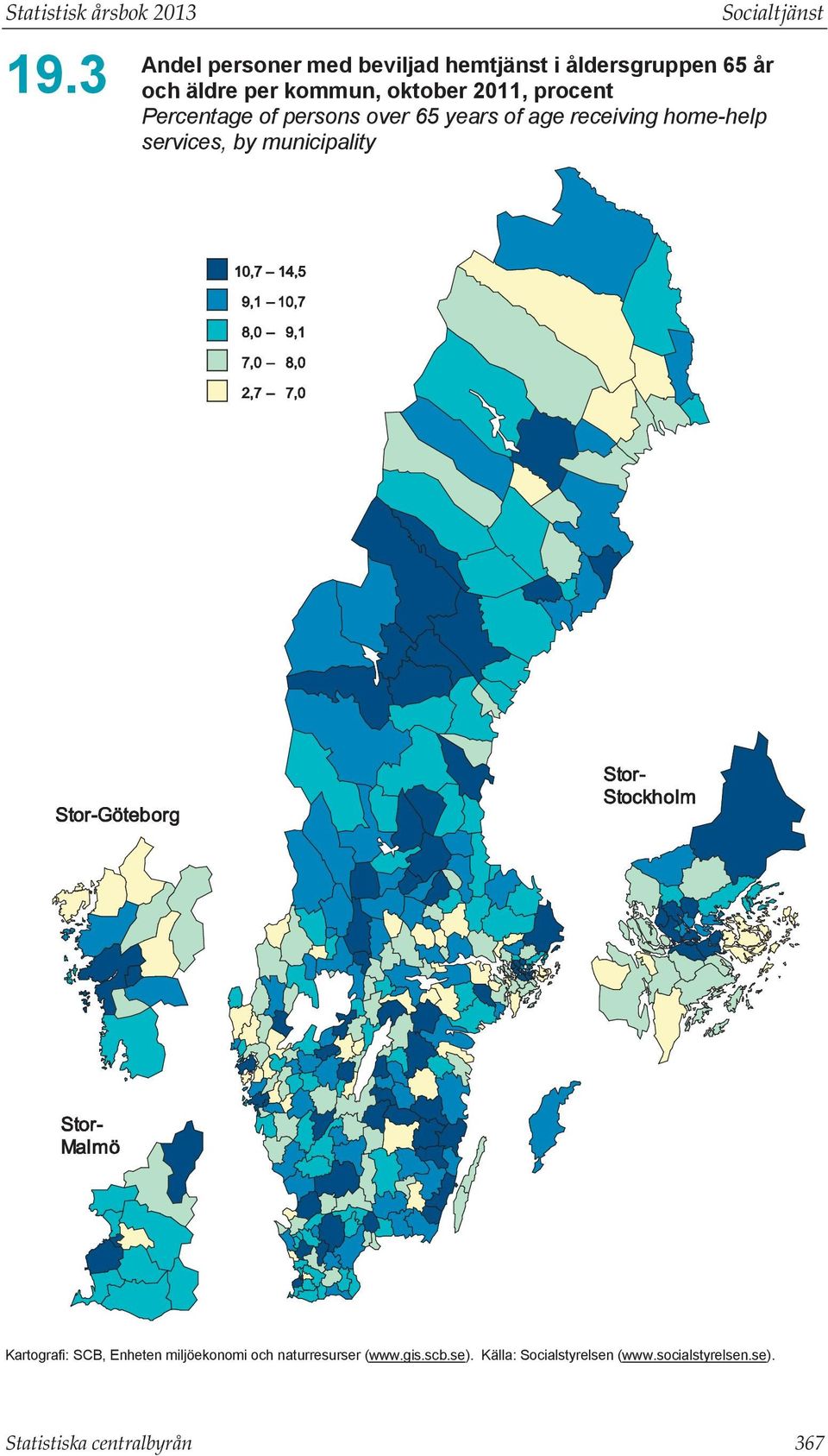 oktober 2011, procent Percentage of persons over 65 years of age receiving home-help services,