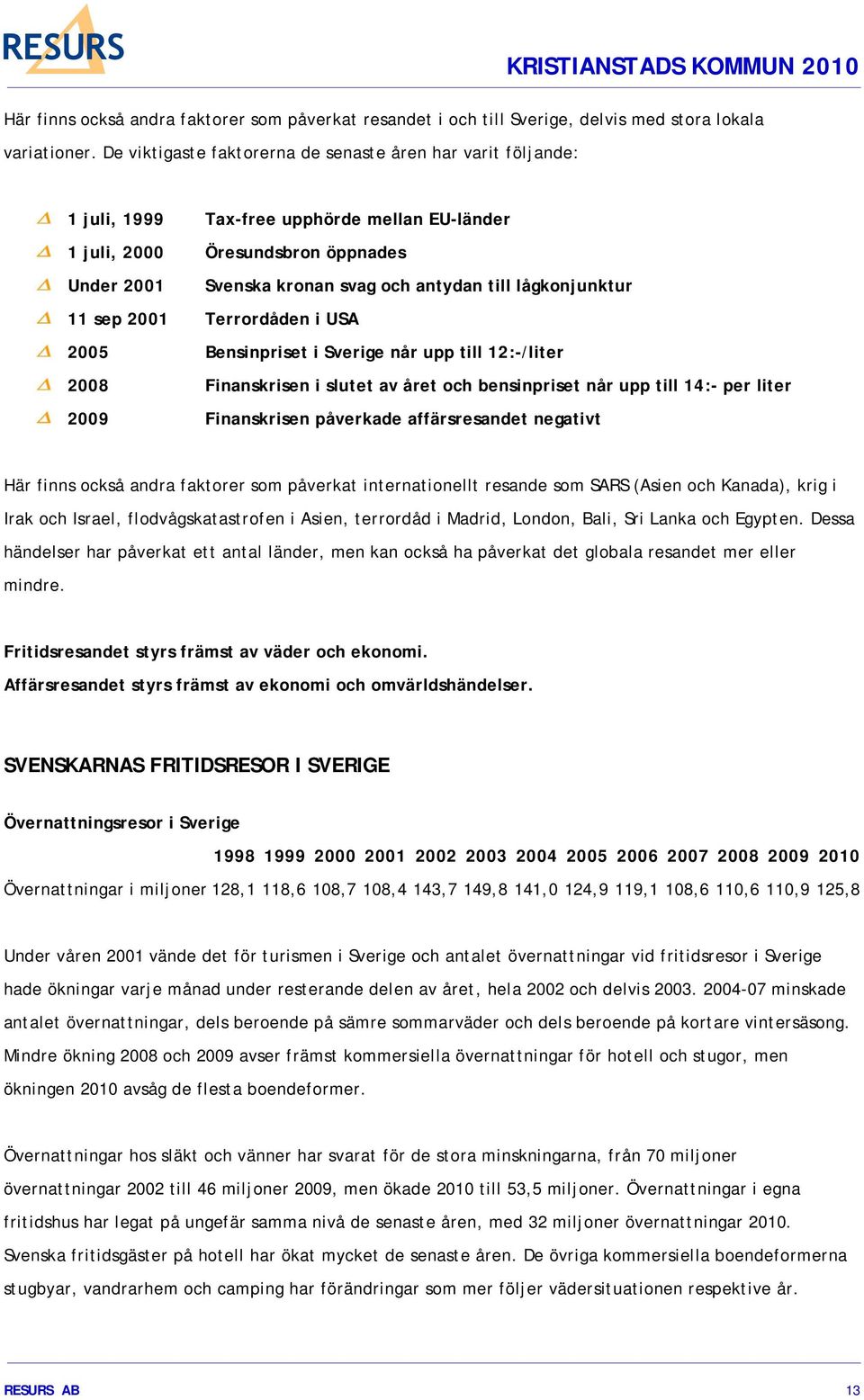 lågkonjunktur 11 sep 2001 Terrordåden i USA 2005 Bensinpriset i Sverige når upp till 12:-/liter 2008 Finanskrisen i slutet av året och bensinpriset når upp till 14:- per liter 2009 Finanskrisen