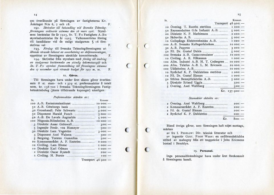 Förslag- till Svenska Teknologföreningens utlåtande rörande behovet av omarbetning av skilj em annalagen, upprättat av föreningens särskilda kommitterade. F. 194.
