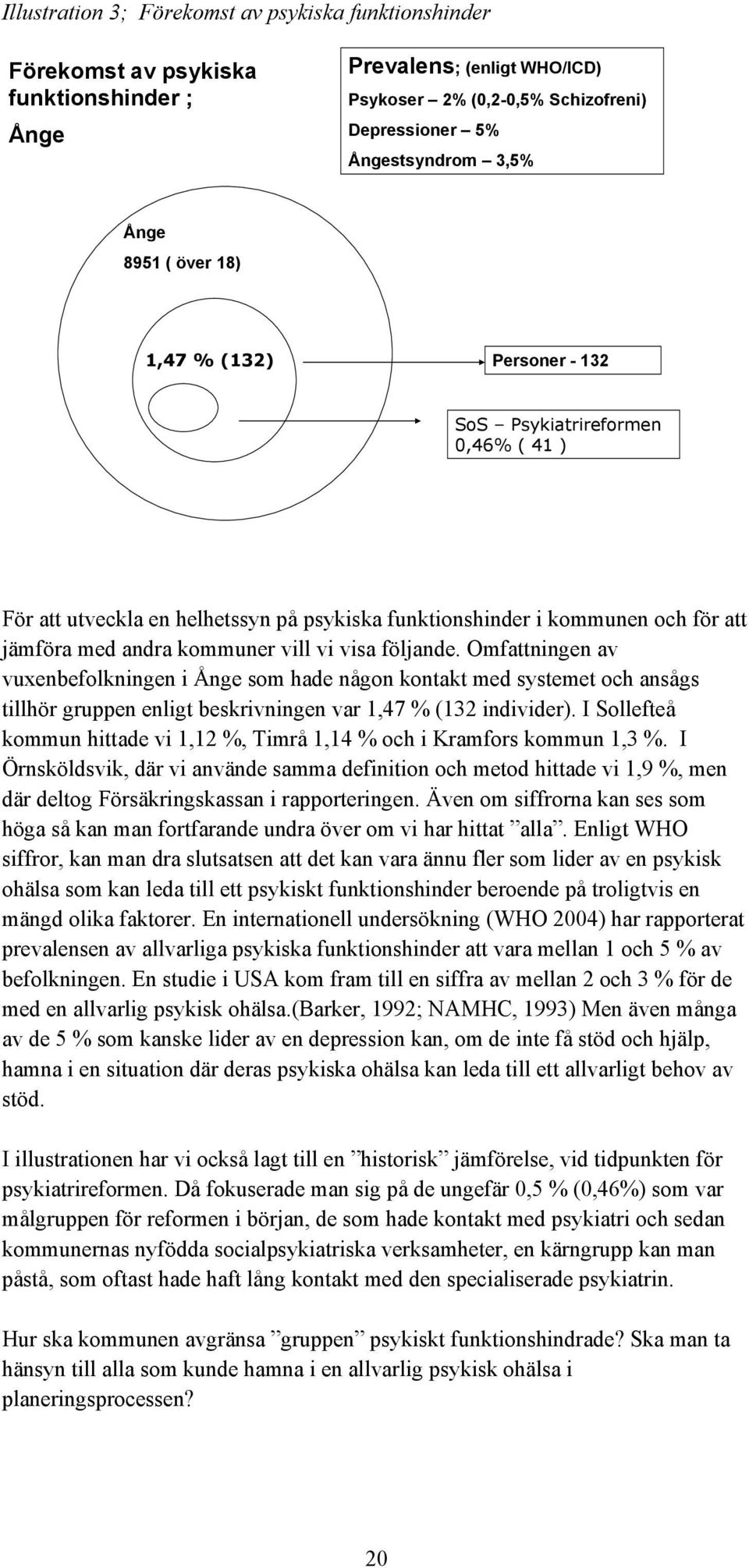 vi visa följande. Omfattningen av vuxenbefolkningen i Ånge som hade någon kontakt med systemet och ansågs tillhör gruppen enligt beskrivningen var 1,47 % (132 individer).
