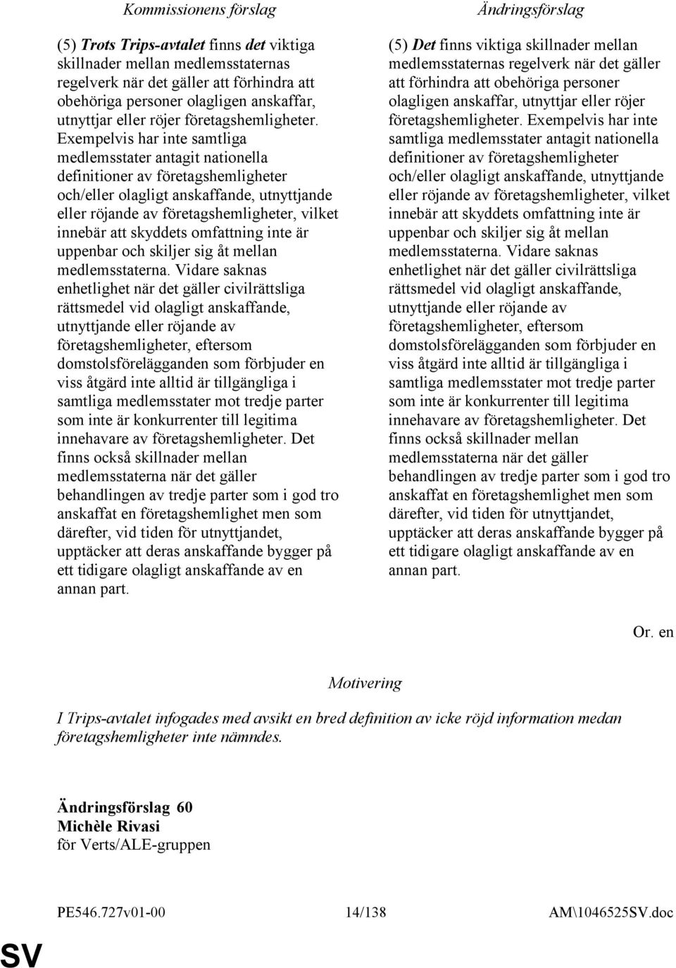 Exempelvis har inte samtliga medlemsstater antagit nationella definitioner av företagshemligheter och/eller olagligt anskaffande, utnyttjande eller röjande av företagshemligheter, vilket innebär att