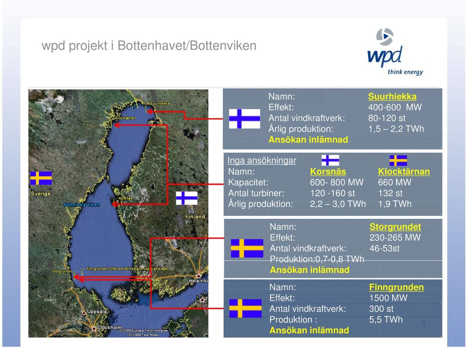 st 132 st Årlig produktion: 2,2 3,0 TWh 1,9 TWh Namn: Effekt: Antal vindkraftverk: Produktion:0,7-0,8 8TWh Ansökan inlämnad