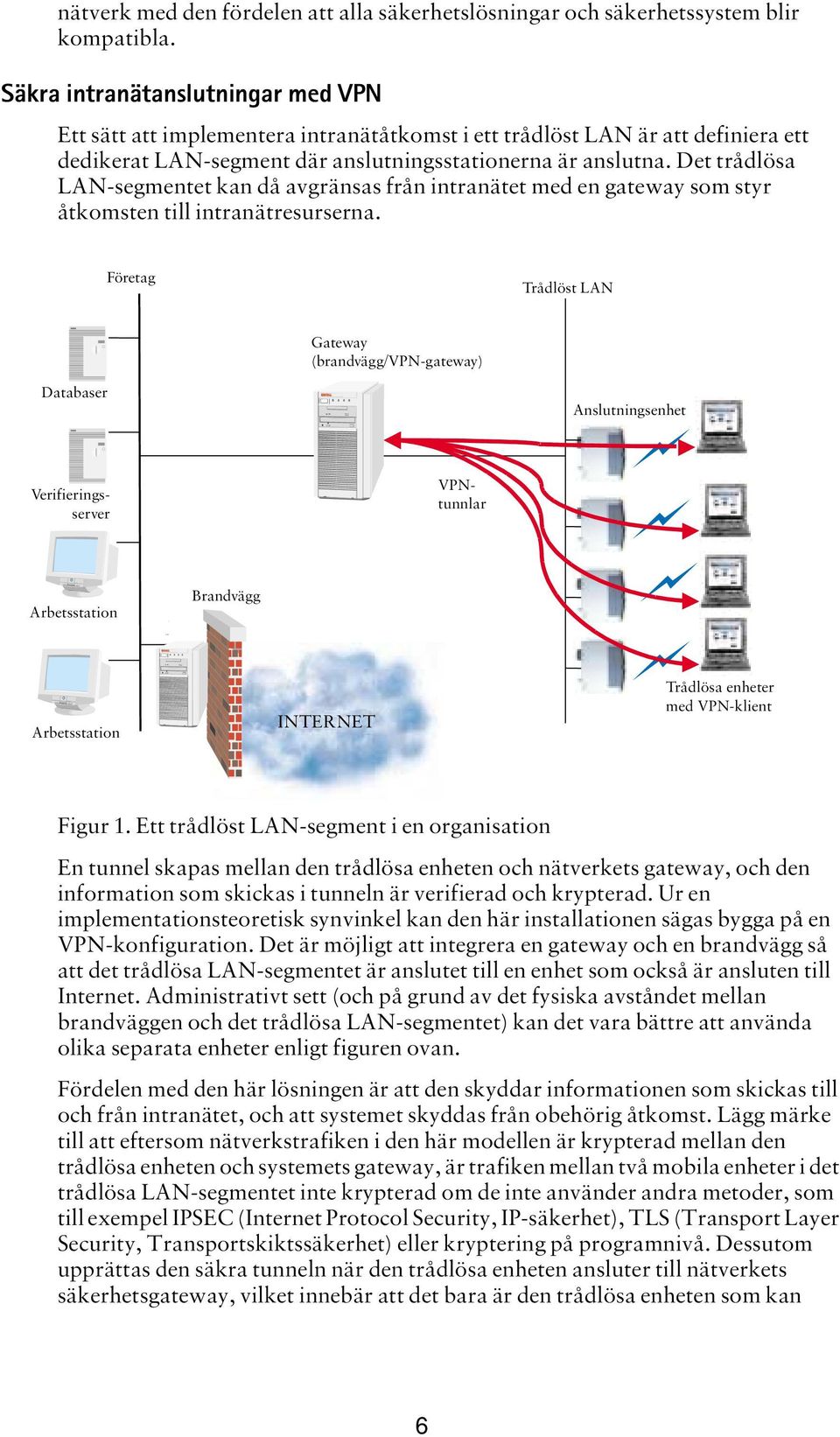 Det trådlösa LAN-segmentet kan då avgränsas från intranätet med en gateway som styr åtkomsten till intranätresurserna.