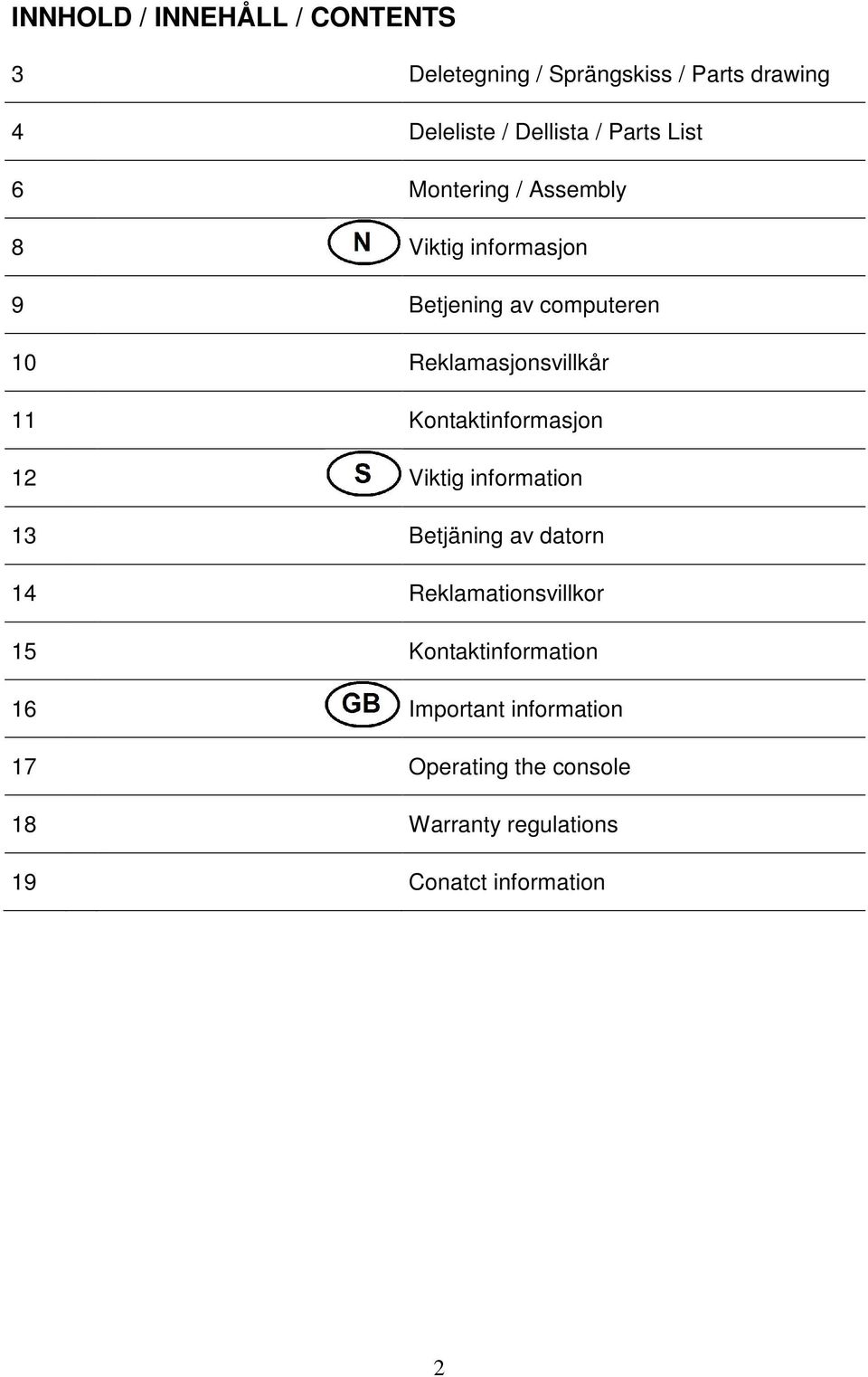 11 Kontaktinformasjon 12 Viktig information 13 Betjäning av datorn 14 Reklamationsvillkor 15