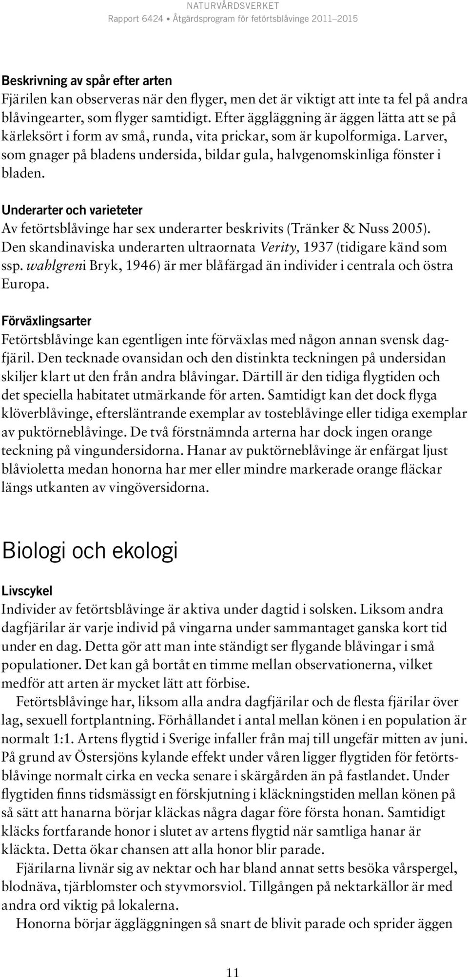 Underarter och varieteter Av fetörtsblåvinge har sex underarter beskrivits (Tränker & Nuss 2005). Den skandinaviska underarten ultraornata Verity, 1937 (tidigare känd som ssp.