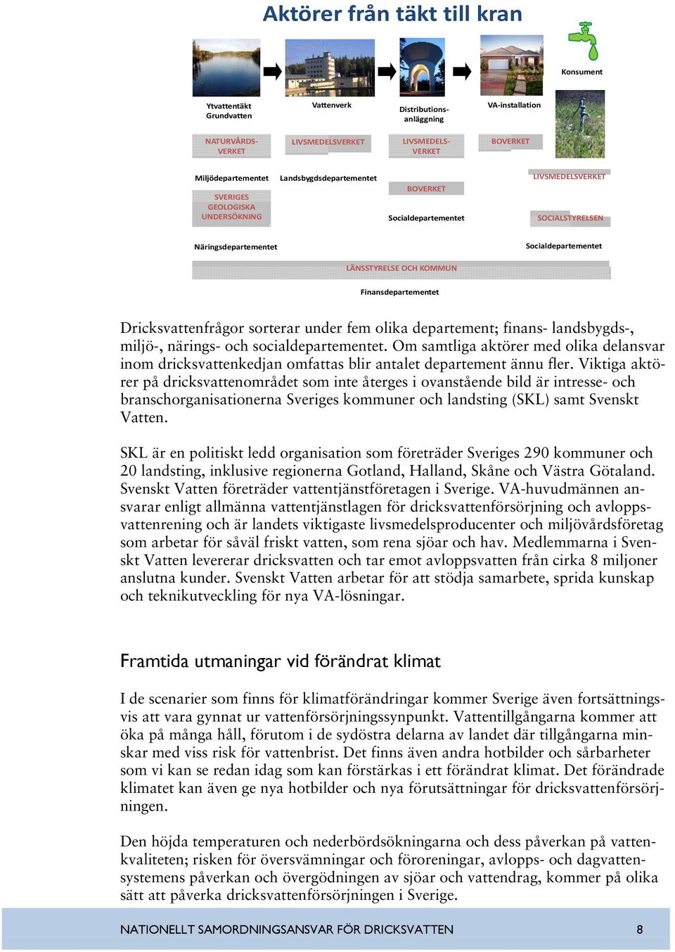 Finansdepartementet Dricksvattenfrågor sorterar under fem olika departement; finans- landsbygds-, miljö-, närings- och socialdepartementet.