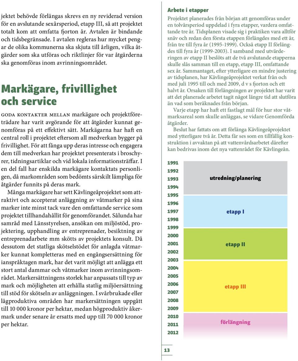 Markägare, frivillighet och service goda kontakter mellan markägare och projektföreträdare har varit avgörande för att åtgärder kunnat genomföras på ett effektivt sätt.