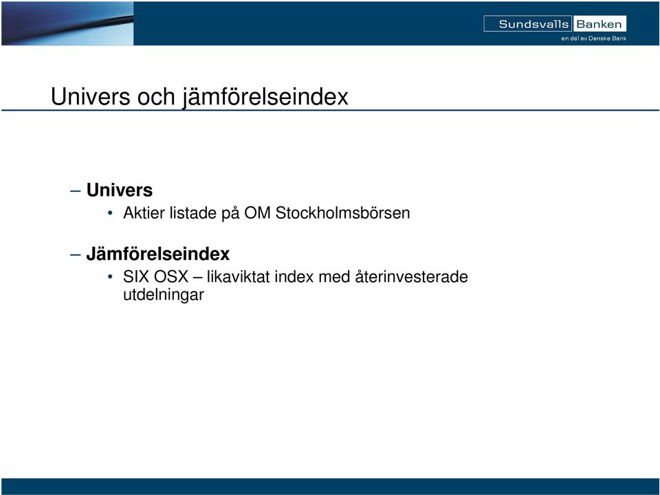 Stockholmsbörsen Jämförelseindex SIX