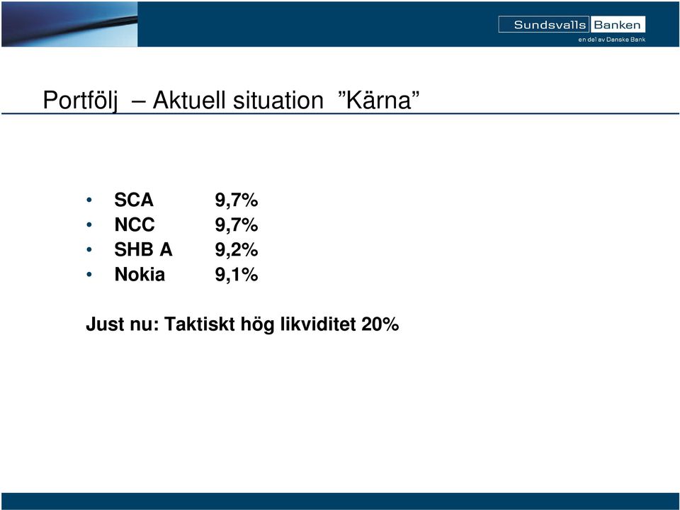 A 9,2% Nokia 9,1% Just nu: