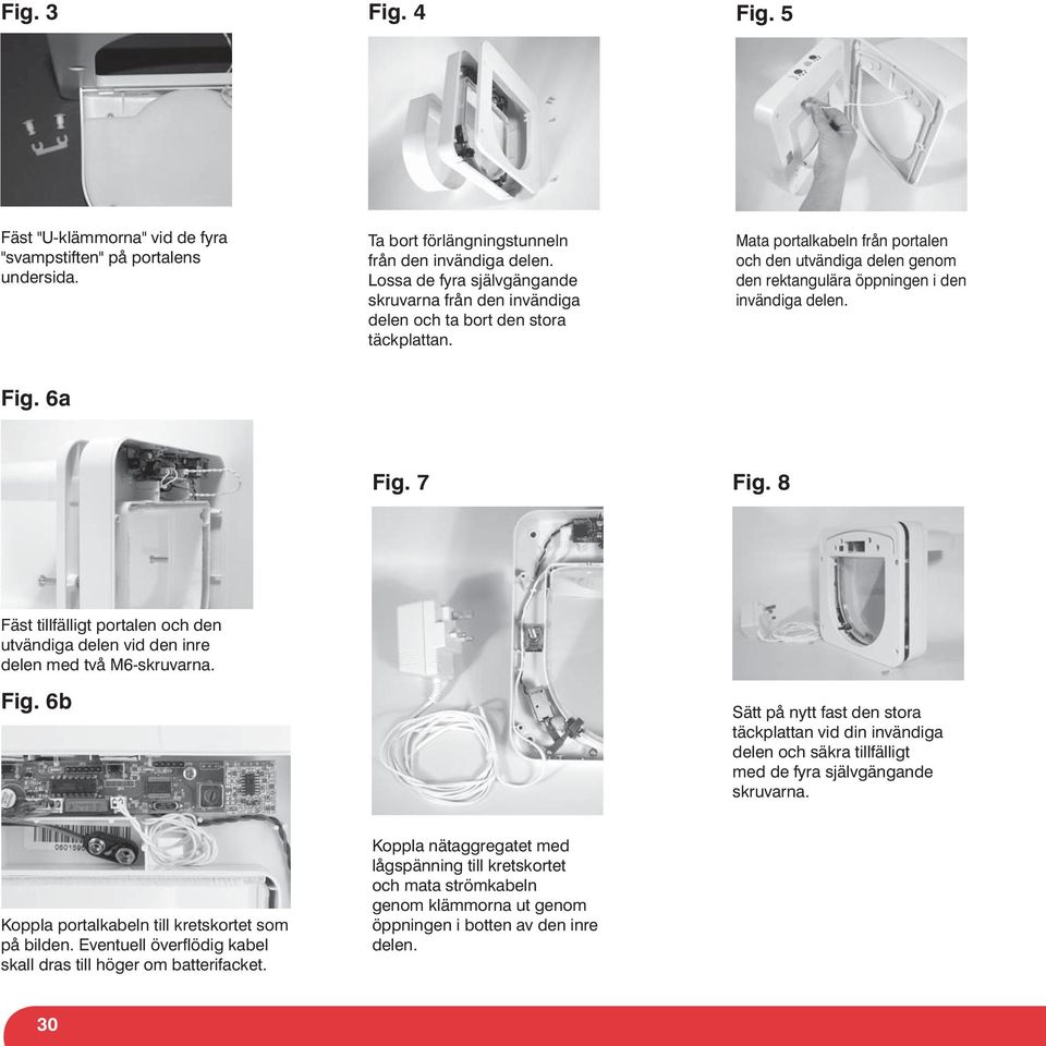 Mata portalkabeln från portalen och den utvändiga delen genom den rektangulära öppningen i den invändiga delen. Fig. 6a Fig. 7 Fig.