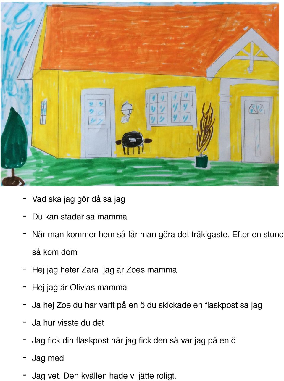 Efter en stund så kom dom - Hej jag heter Zara jag är Zoes mamma - Hej jag är Olivias mamma - Ja hej