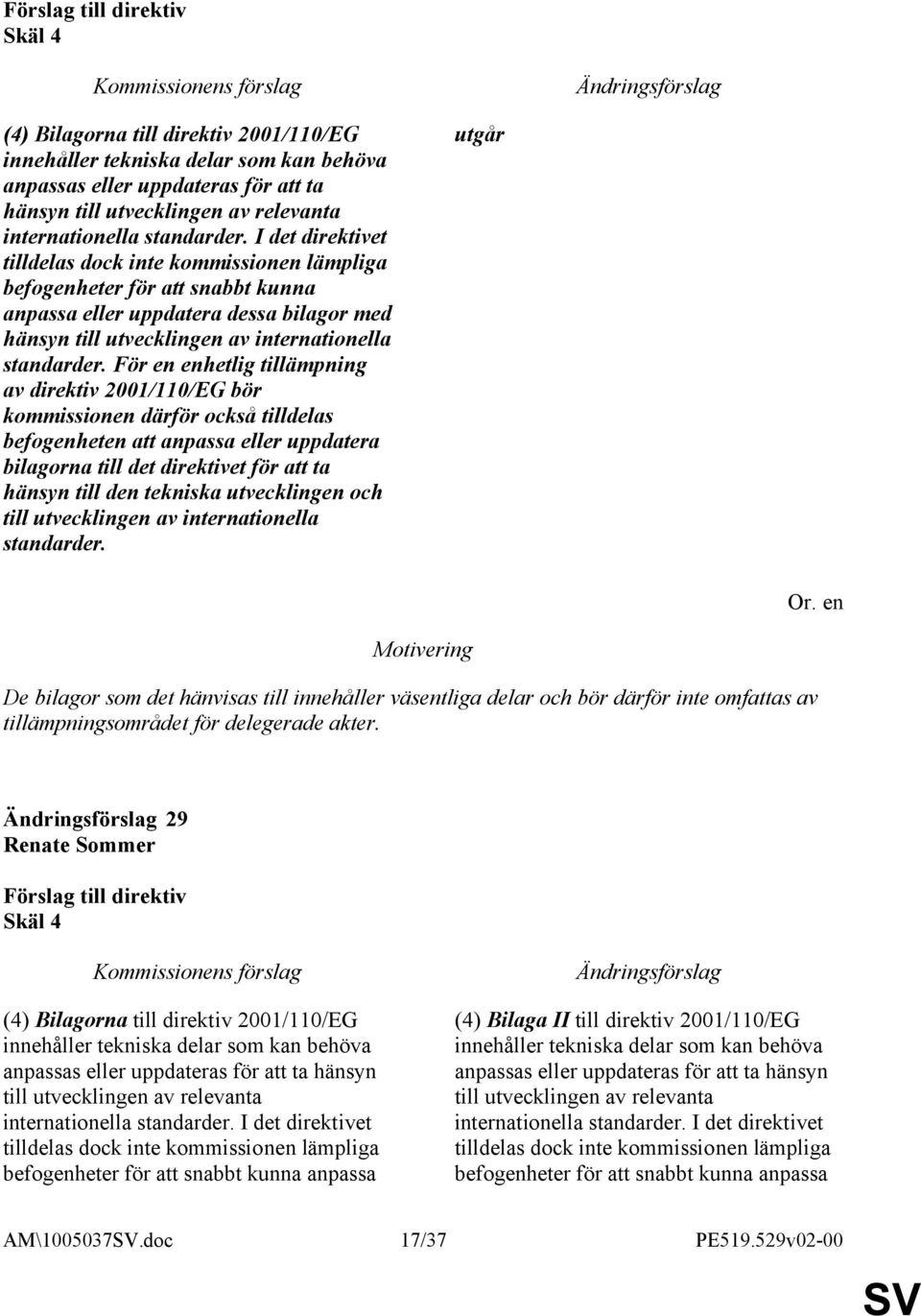 För en enhetlig tillämpning av direktiv 2001/110/EG bör kommissionen därför också tilldelas befogenheten att anpassa eller uppdatera bilagorna till det direktivet för att ta hänsyn till den tekniska