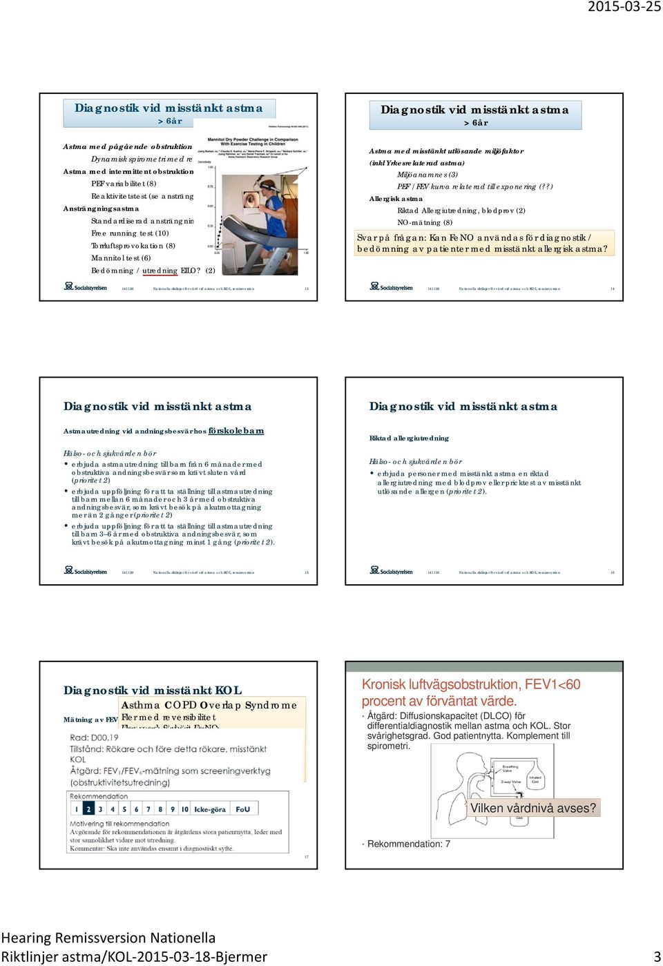 (8) Mannitol test (6) Bedömning / utredning EILO? () Astma med misstänkt utlösande miljöfaktor (inkl Yrkesrelaterad astma) Miljöanamnes (3) PEF / FEV kurva relaterad till exponering (?