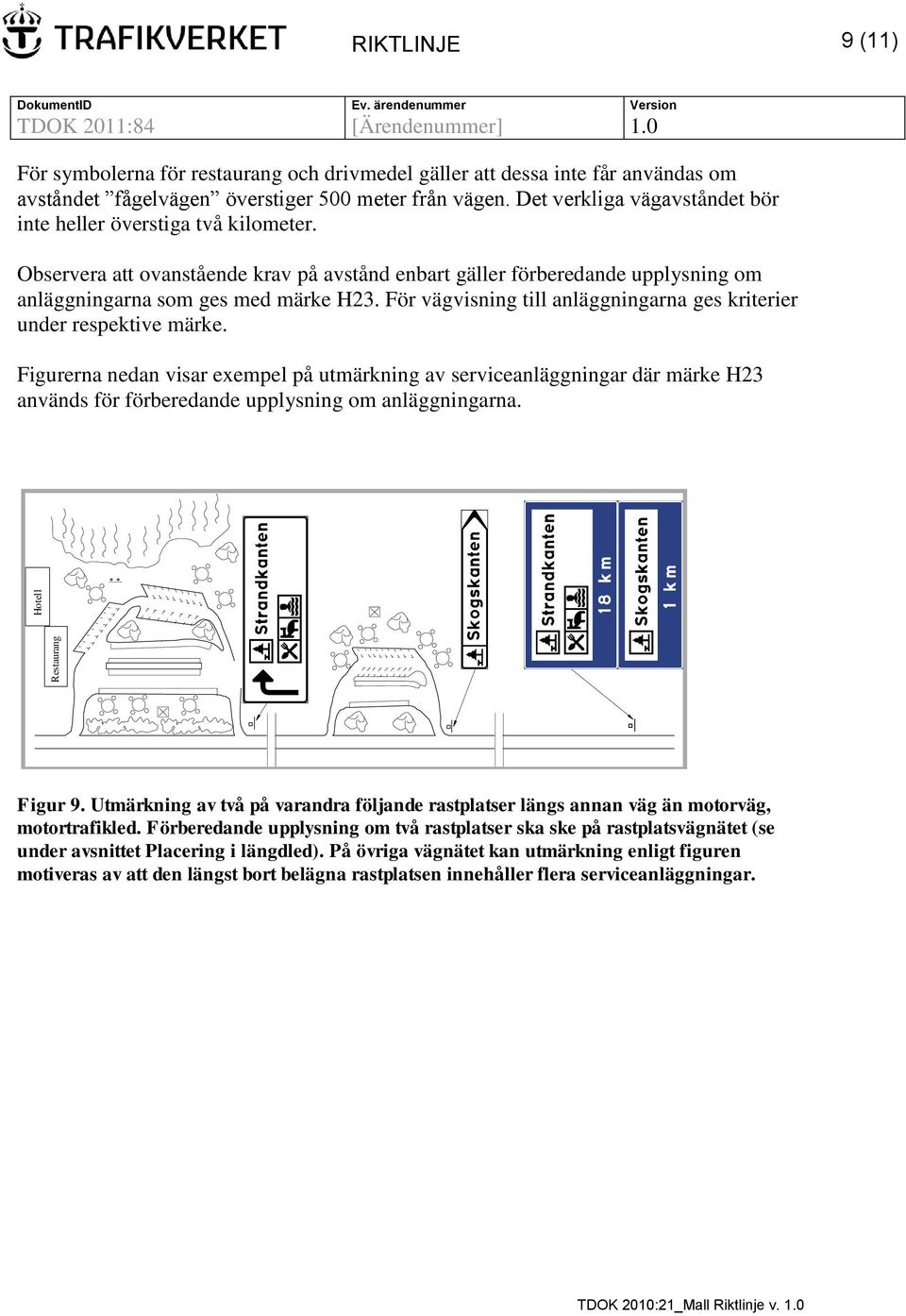 För vägvisning till anläggningarna ges kriterier under respektive märke.