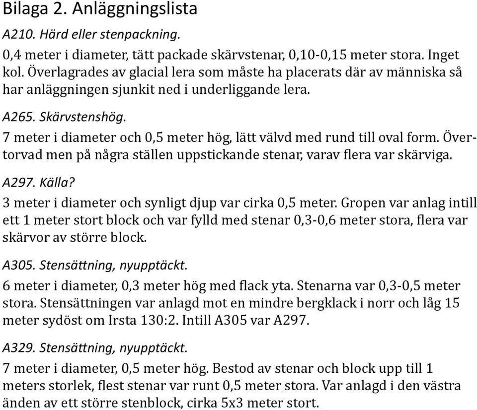 7 meter i diameter och 0,5 meter hög, lätt välvd med rund till oval form. Övertorvad men på några ställen uppstickande stenar, varav flera var skärviga. A297. Källa?