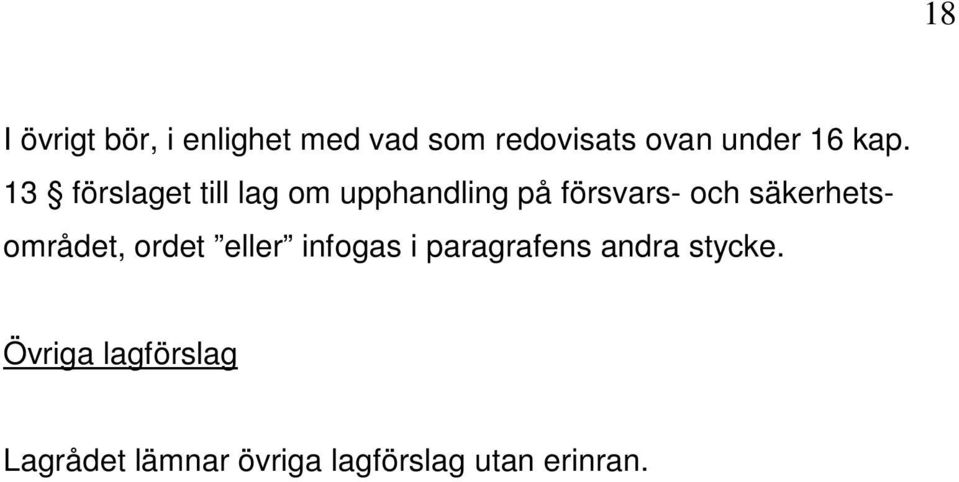 13 förslaget till lag om upphandling på försvars- och