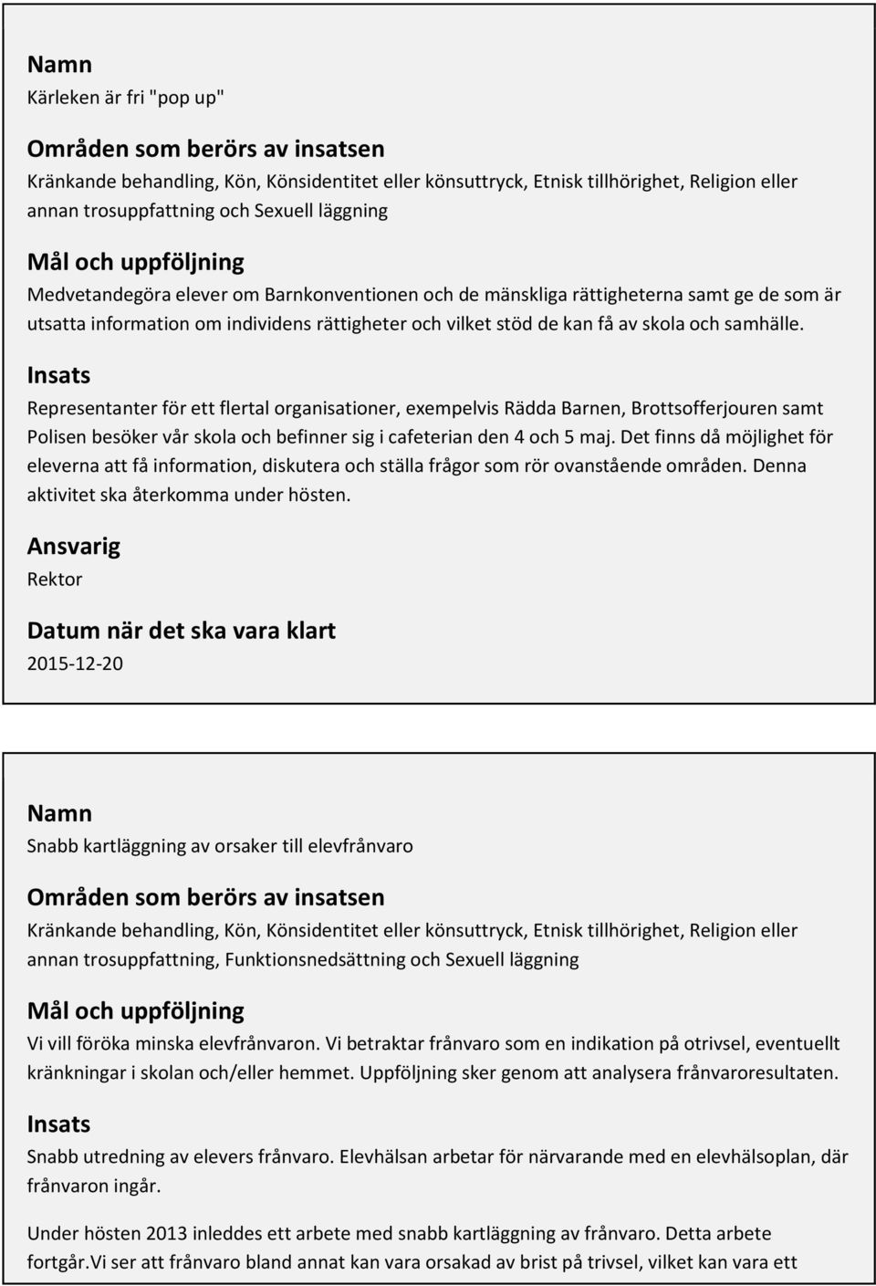 Insats Representanter för ett flertal organisationer, exempelvis Rädda Barnen, Brottsofferjouren samt Polisen besöker vår skola och befinner sig i cafeterian den 4 och 5 maj.