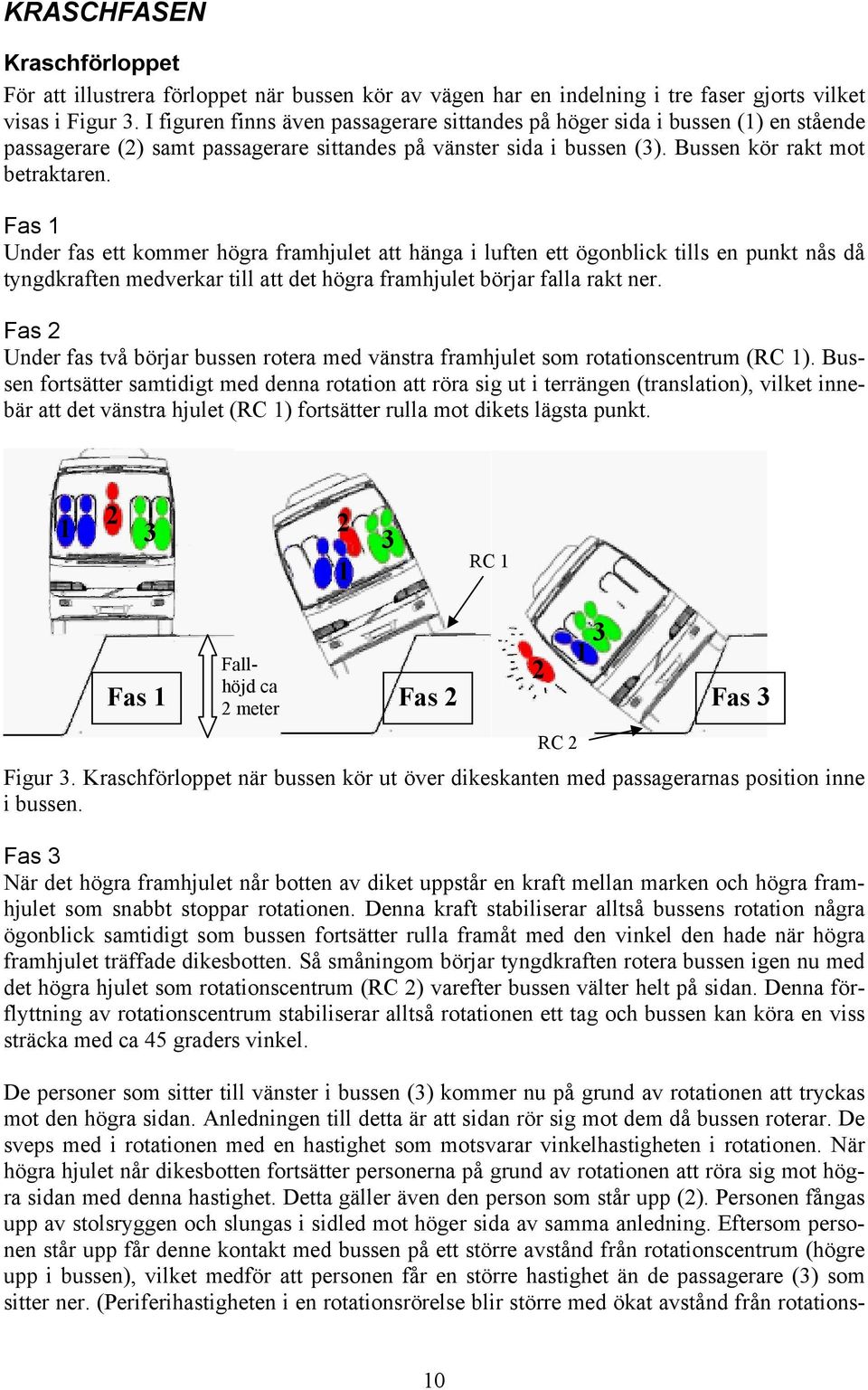Fas 1 Under fas ett kommer högra framhjulet att hänga i luften ett ögonblick tills en punkt nås då tyngdkraften medverkar till att det högra framhjulet börjar falla rakt ner.