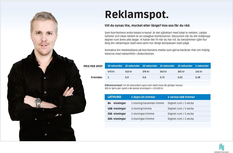 Du bestämmer själv hur lång din reklamspot skall vara samt hur länge kampanjen skall pågå.