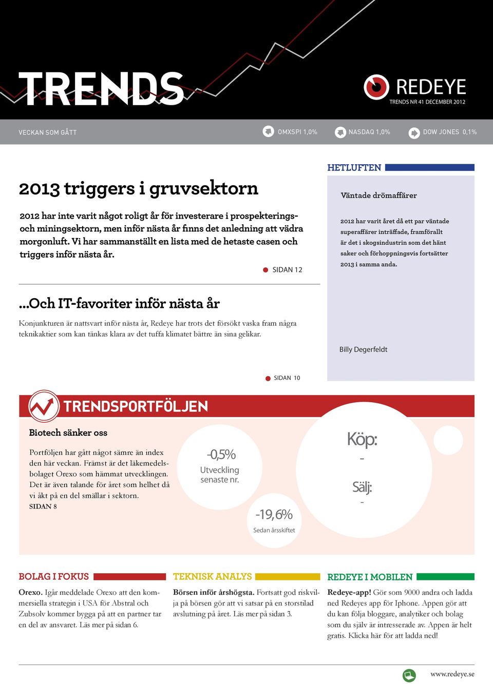 SIDAN 12 HETLUFTEN Väntade drömaffärer 2012 har varit året då ett par väntade superaffärer inträffade, framförallt är det i skogsindustrin som det hänt saker och förhoppningsvis fortsätter 2013 i