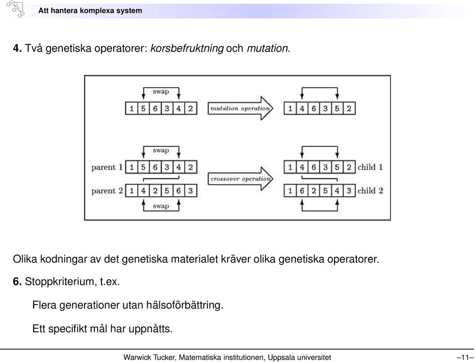 operatorer. 6. Stoppkriterium, t.ex.