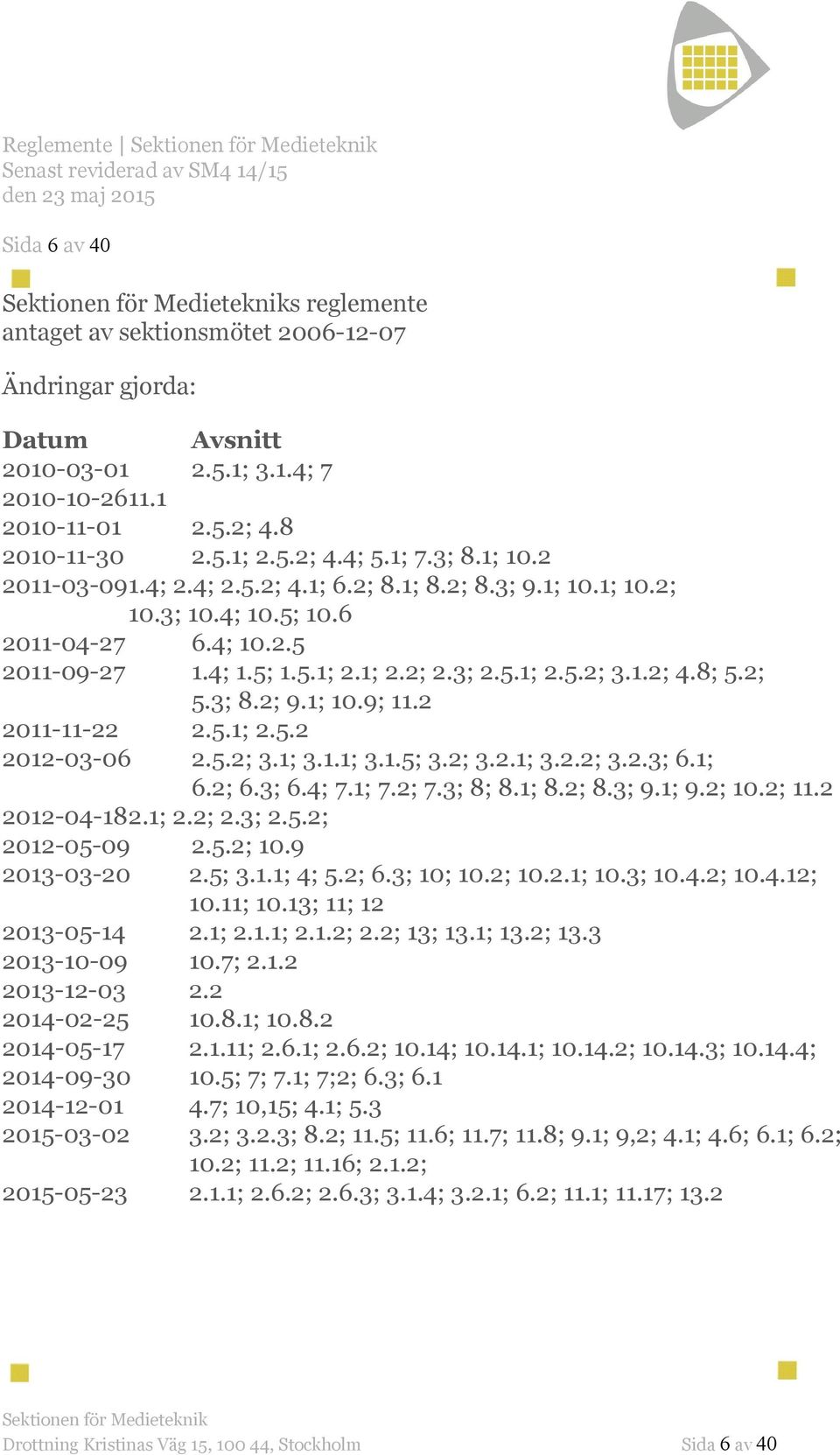 2; 5.3; 8.2; 9.1; 10.9; 11.2 2011-11-22 2.5.1; 2.5.2 2012-03-06 2.5.2; 3.1; 3.1.1; 3.1.5; 3.2; 3.2.1; 3.2.2; 3.2.3; 6.1; 6.2; 6.3; 6.4; 7.1; 7.2; 7.3; 8; 8.1; 8.2; 8.3; 9.1; 9.2; 10.2; 11.