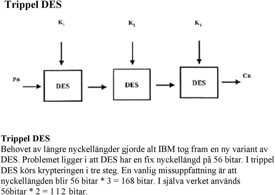 I trippel DES körs krypteringen i tre steg.