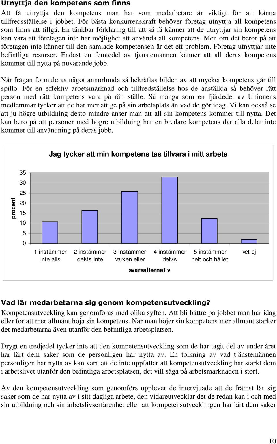 En tänkbar förklaring till att så få känner att de utnyttjar sin kompetens kan vara att företagen inte har möjlighet att använda all kompetens.