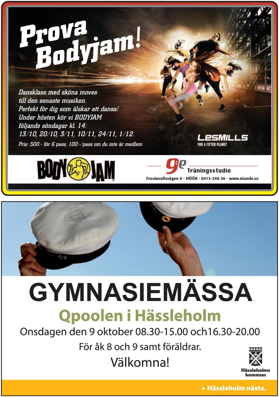Under hösten kör vi BODYJAM följande söndagar kl.