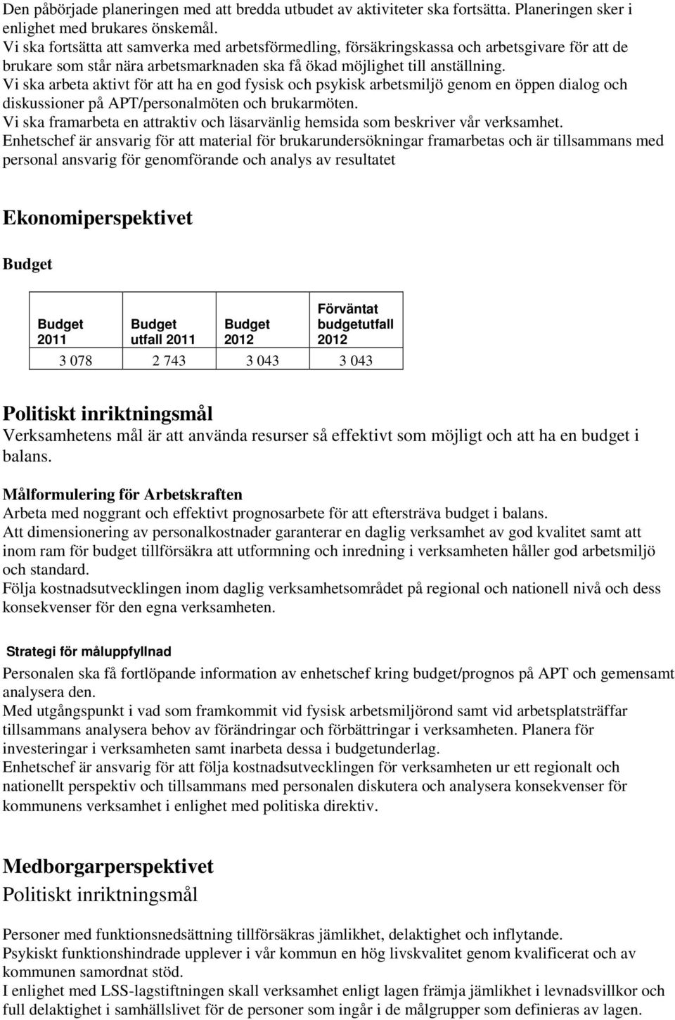 Vi ska arbeta aktivt för att ha en god fysisk och psykisk arbetsmiljö genom en öppen dialog och diskussioner på APT/personalmöten och brukarmöten.