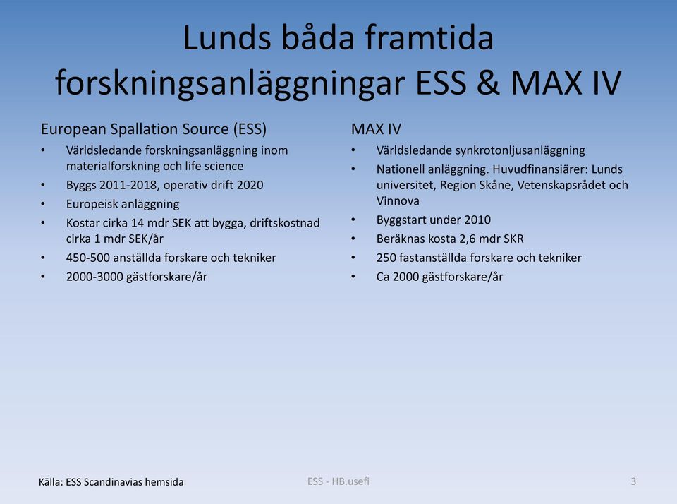 och tekniker 2000-3000 gästforskare/år MAX IV Världsledande synkrotonljusanläggning Nationell anläggning.