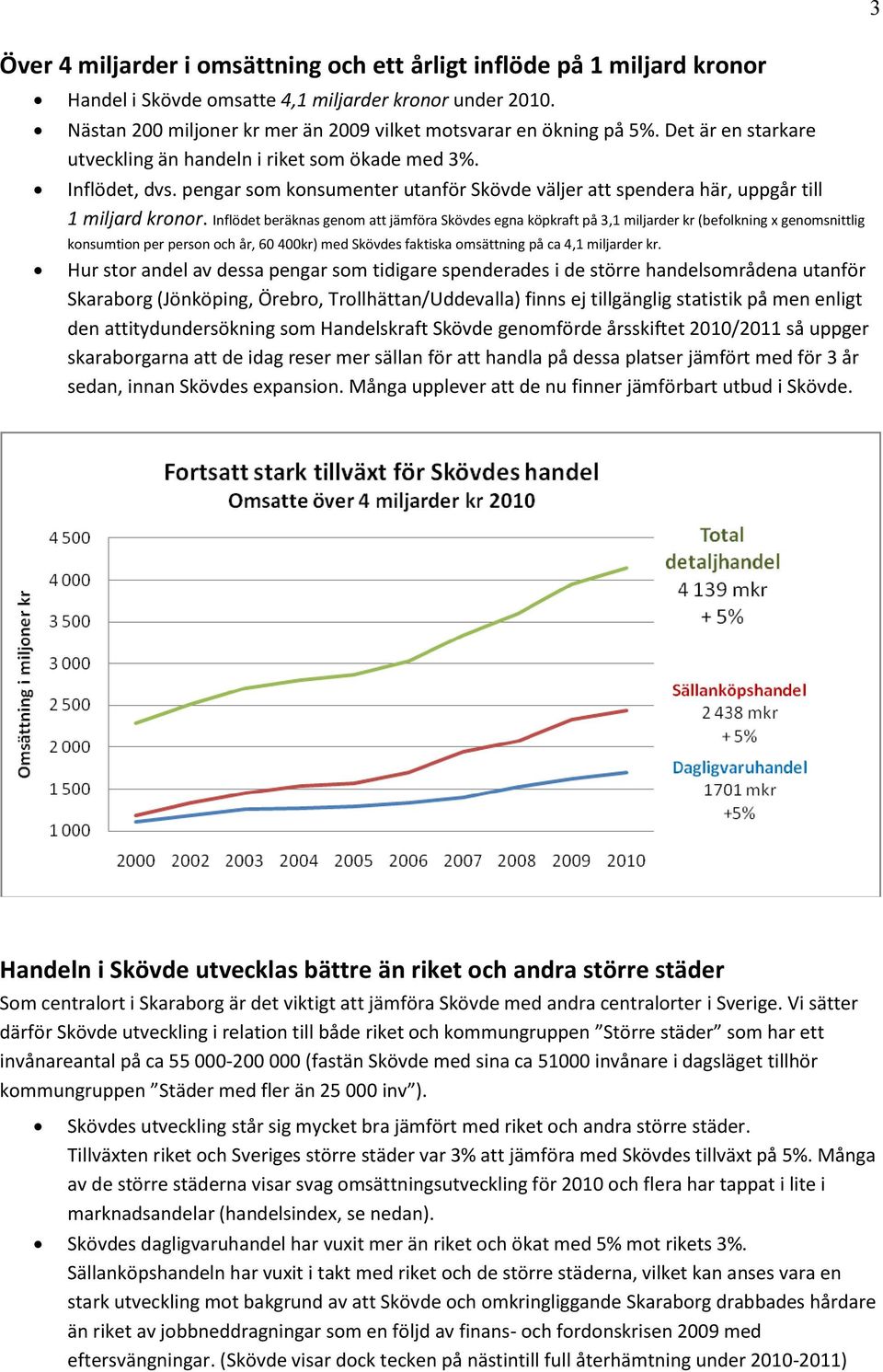 Inflödet beräknas genom att jämföra Skövdes egna köpkraft på 3,1 miljarder kr (befolkning x genomsnittlig konsumtion per person och år, 60 400kr) med Skövdes faktiska omsättning på ca 4,1 miljarder