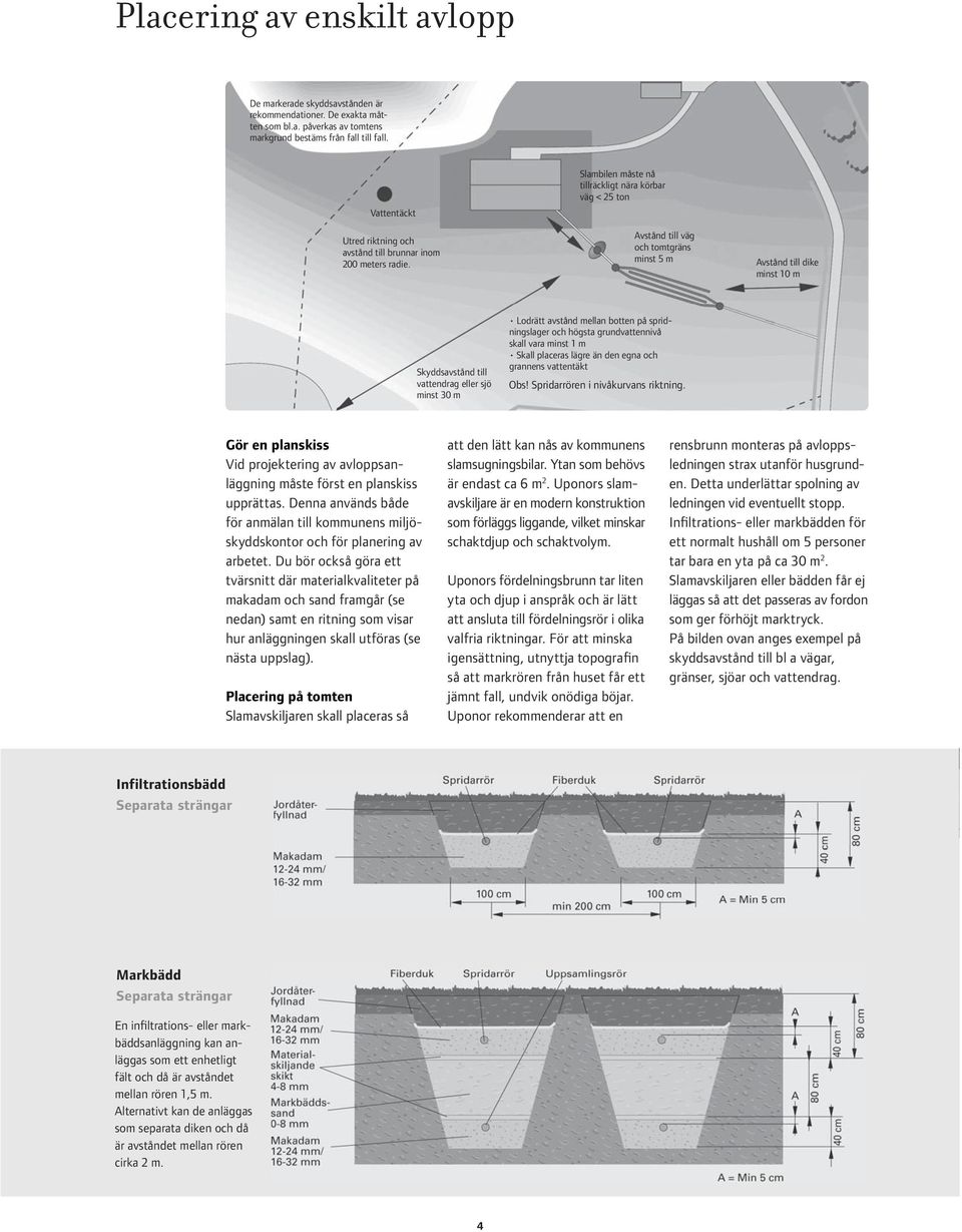 Slambilen måste nå tillräckligt nära körbar väg < 25 ton Avstånd till väg och tomtgräns minst 5 m Avstånd till dike minst 10 m Skyddsavstånd till vattendrag eller sjö minst 30 m Lodrätt avstånd
