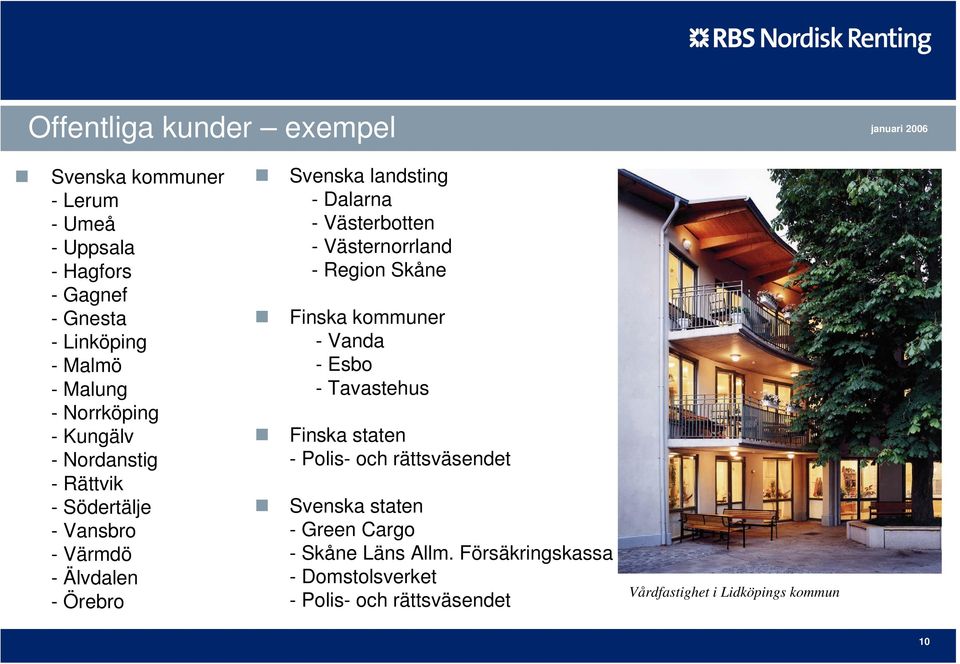 Västerbotten - Västernorrland - Region Skåne Finska kommuner - Vanda -Esbo - Tavastehus Finska staten - Polis- och rättsväsendet