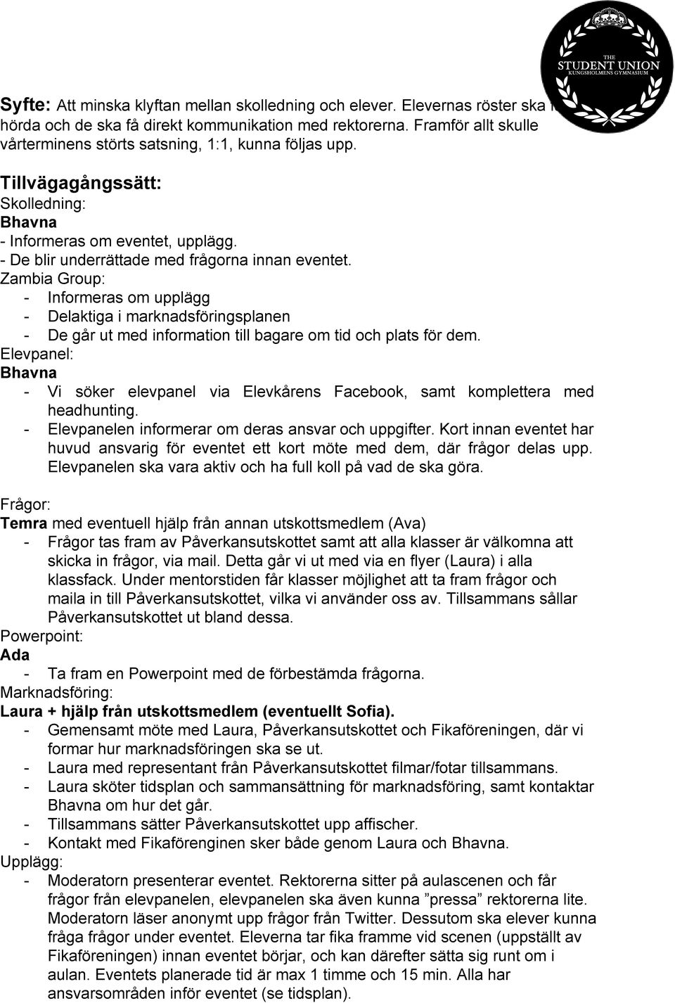 Zambia Group: Informeras om upplägg Delaktiga i marknadsföringsplanen De går ut med information till bagare om tid och plats för dem.
