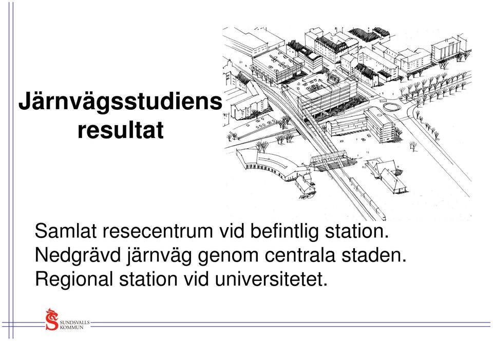 Nedgrävd järnväg genom centrala