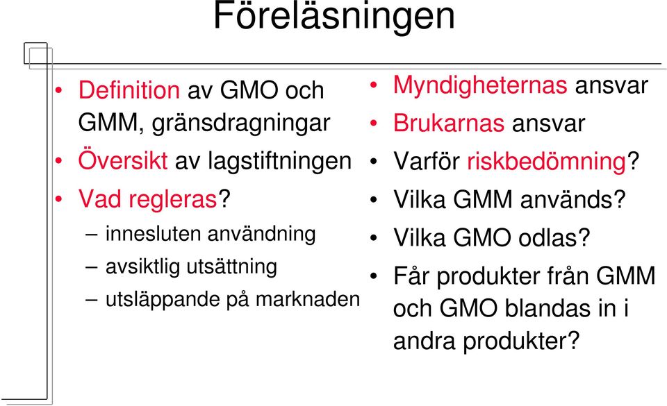 innesluten användning avsiktlig utsättning utsläppande på marknaden