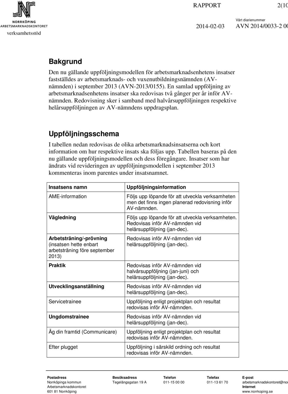 Redovisning sker i samband med halvårsuppföljningen respektive helårsuppföljningen av AV-nämndens uppdragsplan.